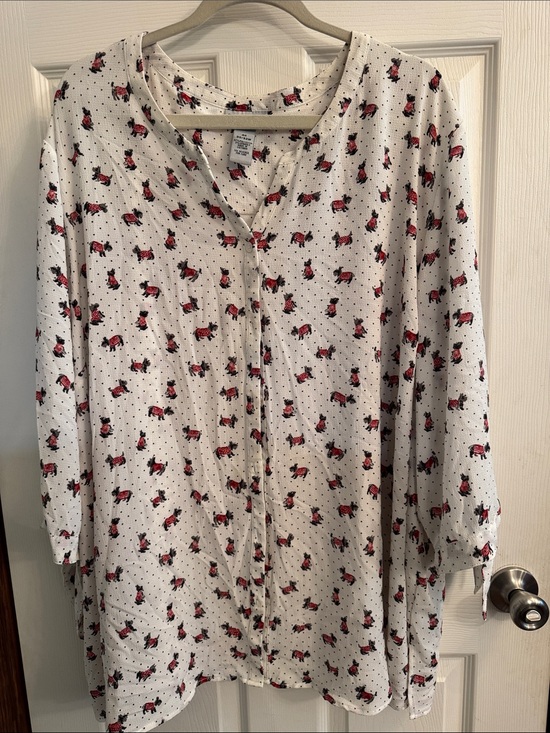 Catherines Tops - Catherines White Blouse with Red‎ Dog Print
